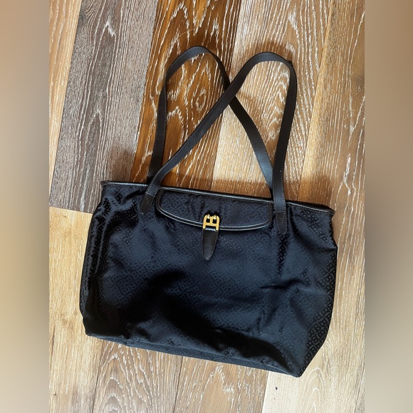 BALLY Brown Monogram Nylon Leather Tote Handbag - Picture 1 of 16